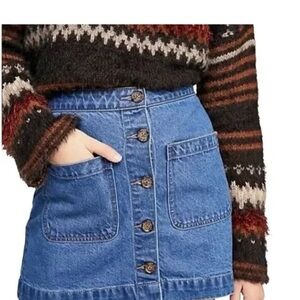 We The Free/Free People Button-Front denim Mini Skirt